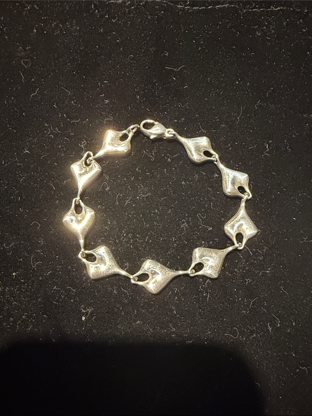 RLM 925 Sterling Stretched Hearts  Link Statement Bracelet - Sleek Modern Design